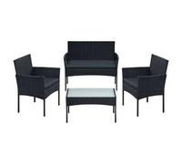 Shein Conjunto de muebles de jardín de 4 piezas, muebles de balcón fabricados en poliratán PE, mesa, 2 sillas, banco de 2 plazas, muebles de salón para uso