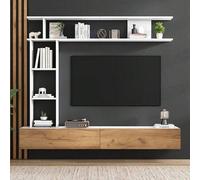 Shein Conjunto de muebles para sala de estar con TV Conjunto de pared para TV con vitrinas Mueble para TV Mueble bajo para TV Pared multimedia que incluye t