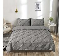 Shein Conjunto de ropa de cama de 3 piezas de poliéster con patrón de flores de torsión, conjunto de funda nórdica y fundas de almohada simple y de lujo lig