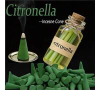 Shein Conos de incienso de reflujo con aroma a menta + limón, combustión duradera, fragancia duradera, aroma fresco de verano de madera artificial, adecuado