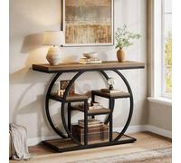 Shein Consola de 140 cm de altura con motivo de mariposa y estructura metálica, mesa estrecha de madera para sofá, recibidor, salón o pasillo.
