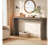 Shein Consola de madera de estilo rústico, mesa auxiliar de 140 cm de ancho con compartimento de almacenamiento, mueble de entrada para recibidor, recibidor