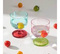 Shein Copas de cóctel de vidrio de colores, copas de vino en miniatura, tazas de postre, cristalería de bar para el hogar, regalos creativos, vasos retro ai