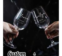 Shein Copas de vino personalizables, copas de boda personalizadas, se pueden agregar fotos y texto, hechas de vidrio borosilicato de alta calidad, copas par