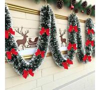Shein Corona navideña de 5m con 36 lazos rojos, guirnalda de cinta navideña de poliuretano, guirnalda de decoración de árbol de Navidad, guirnalda de enreda