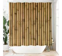 Shein Cortina de ducha de valla de bambú elegante - Impermeable, antivaho, incluye ganchos, material de poliéster lavable a máquina, decoración de baño/Navi