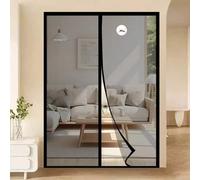 Shein Cortina de puerta de fibra de vidrio negra anti-mosquitos para verano, partición de adsorción magnética de alta densidad, sin necesidad de perforación