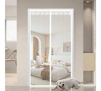 Shein Cortina de puerta magnética de cierre automático, antimosquitos, transpirable y a rayas blancas de verano para el hogar y el dormitorio, disponible en
