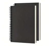 Shein Cuaderno Espiral en Blanco de 100 Páginas/50 Hojas, Tapa Blanda, Cuaderno de Dibujo, 19.05 Cm X 12.95 Cm, 100GSM, (Negro) Útiles Escolares