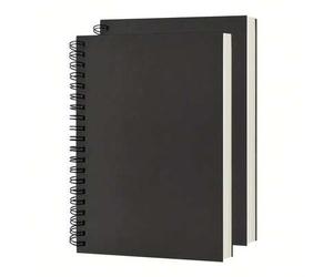 Shein Cuaderno Espiral en Blanco de 100 Páginas/50 Hojas, Tapa Blanda, Cuaderno de Dibujo, 19.05 Cm X 12.95 Cm, 100GSM, (Negro) Útiles Escolares