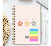 Shein Cuaderno espiral sin fecha A5 - 108 páginas Planificador diario y semanal de primavera, notas de reunión, diario personal, plan de estudios, diseño mi