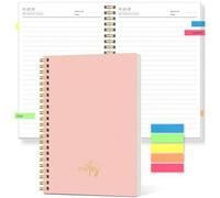 Shein Cuaderno espiral sin fecha A5 - 108 páginas Planificador diario y semanal de primavera, notas de reunión, diario personal y plan de estudios, diseño m