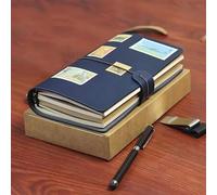 Shein Cuaderno Moderno A6, Diario de Viaje Portátil Estilo Retro, Cuaderno Multifuncional con Recambios de Papel de Cuero, Recambios de Papel Rayado, Ranura
