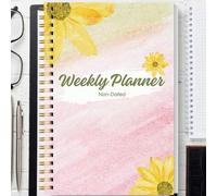 Shein Cuaderno Planificador Semanal A5, Planificador Semanal y Diario de 52 Semanas con Enfoque Semanal, Establecimiento de Objetivos, Listas de Tareas, Ras