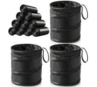 Shein Cubo de basura plegable negro, gran capacidad, cubo de basura portátil de nailon con correa colgante para camping al aire libre, picnics y viajes por