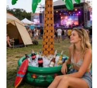 Shein Cubo de hielo inflable con forma de palmera, cubo de hielo para cerveza con forma de árbol de coco, cubo de hielo inflable para cerveza, cubo de hielo