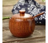 Shein Cuenco de madera natural con forma redonda clásica y base resistente, adecuado para servir arroz, sopa, aperitivos, ensalada, fideos en el hogar, la c