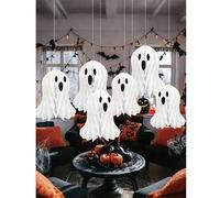 Shein Decoración Colgante de Halloween - Decoración de Fantasma Blanco de Papel de Panal, Adecuada para Decoración de Fiesta de Bebé, Decoración de Habitaci
