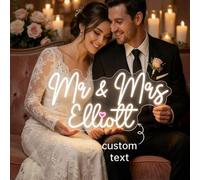 Shein Decoración de boda personalizada, decoración de habitación, luz de neón LED personalizada para boda, regalo festivo, luz de neón hecha a mano para par