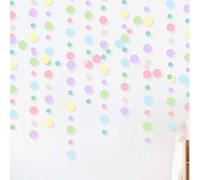 Shein Decoración de corona de Navidad de papel con lunares de colores, adorno colgante redondo con purpurina y fondo de cinta, adecuado para cumpleaños, aul