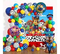 Shein Decoración de fiesta de cumpleaños con tema de Paw Patrol, incluye telón de fondo, globos, globos con números adecuados para niños de 1 a 9 años