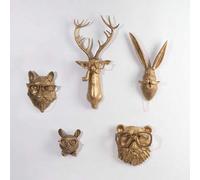 Shein Decoración de pared con cabeza de animal de resina, adorno colgante de cabeza de ciervo falso, escultura de animal para decoración de pared, adecuado