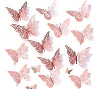 Shein Decoración de pared con mariposas 3D en 4 estilos y 3 tamaños, decoraciones de cumpleaños, decoraciones de fiesta, decoraciones de pastel, decoración