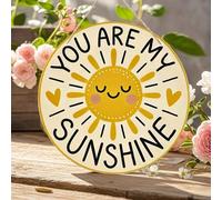 Shein Decoración de pared de madera redonda de 7.87 pulgadas - "Eres mi sol" - Diseño feliz de sol y corazón, estilo vintage, fácil de colgar, adecuado para
