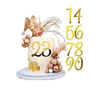 Shein Decoración para tarta en forma de números de acrílico, pinchos decorativos para cupcakes DIY, dígitos del 0 al 9, palos de espejo dorado, adecuado par