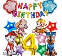 Shein Decoraciones de Fiesta de Cumpleaños con Tema de Paw Patrol, Juego de Globos de Papel de Aluminio con Letras de Feliz Cumpleaños de 32 Pulgadas de Paw