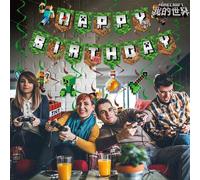 Shein Decoraciones de fiesta de cumpleaños de Minecraft, pancarta, decoración colgante en espiral con tema de juego de píxeles, adecuado para fiestas, Navid