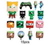 Shein Decoraciones de globos de aluminio de Minecraft, set de globos de Minecraft Steve Pixel para fiesta