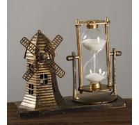 Shein Decoraciones de oficina vintage creativas, reloj de arena con forma de faro y molino de viento, mejor regalo