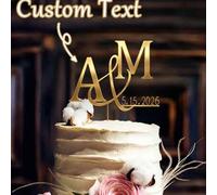 Shein Decoraciones de pastel de acrílico personalizadas, adornos de pastel de cumpleaños brillantes en acrílico dorado, plateado o transparente, decoración