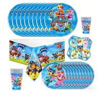 Shein Decoraciones para fiesta de cumpleaños infantil, platos de papel, servilletas, vasos de papel, mantel, decoración de fiesta para niños y niñas