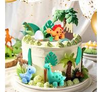 Shein Decoraciones para tarta de huevo de dinosaurio, huevo de dinosaurio, hojas, decoraciones para tarta de volcán, adecuado para el cumpleaños de amigos,
