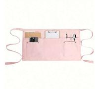 Shein Delantal de camarera de 5 bolsillos - Delantal corto/de cintura con correa de remache, apto para cafetería, restaurante, cocina y uso doméstico
