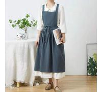 Shein Delantal de lino para mujer, ajustable a la cintura, ligero y suave, con bolsillos, adecuado para jardinería