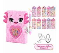 Shein Diario de Niña Axolote Mexicano con Candado y Llave, Conjunto de Regalo de Diario/Cuaderno de Viaje para Niños, Adecuado para Escribir y Dibujar, Regr