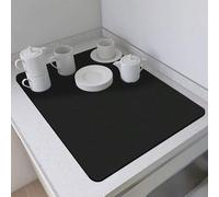 Shein Diseño de unicolor, negro, gris, felpudo de drenaje, tapete de encimera de cocina, uso doméstico, comedor, tapete para vajilla, tapete para máquina de