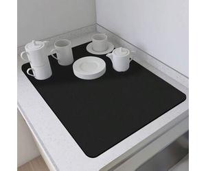 Shein Diseño de unicolor, negro, gris, felpudo de drenaje, tapete de encimera de cocina, uso doméstico, comedor, tapete para vajilla, tapete para máquina de