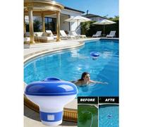 Shein Dispensador automático de productos químicos para piscina - Dispensador flotante de tabletas de cloro/bromo, diseño de flotador integrado, decora la s