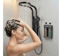 Shein Dispensador de champú y acondicionador montado en la pared, adecuado para uso en baño y hotel - Instalación sin taladro, sistema de ducha recargable d