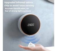 Shein Dispensador de jabón automático redondo montado en la pared, dispensador de líquido automático sin contacto, montado en la pared, pantalla LCD intelig
