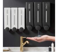 Shein Dispensador de jabón montado en la pared de 300ml para hotel, baño y cocina, adecuado para desinfectante de manos, gel de ducha y champú, 2 colores, 3