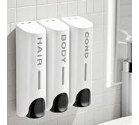 Shein Dispensador de jabón montado en la pared de 350ml - Juego de ducha antideslizante individual/doble/triple para baño/champú, decoración de baño recarga
