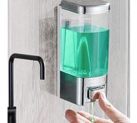Shein Dispensador de jabón montado en la pared, dispensador de jabón de mano de presión manual con tanque transparente, recipiente para jabón líquido de 500