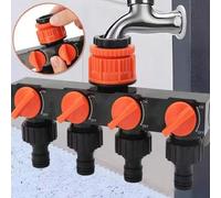 Shein Divisor de manguera de jardín de 4 vías, conector de manguera de grifo exterior con 4 válvulas independientes, adecuado para riego de césped, adaptado