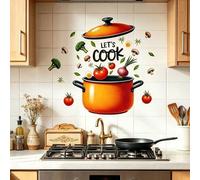 Shein El Corazón del Hogar Pegatina de Pared de Tamaño Grande con Cita de Cocina Cálida, Estilo Ins Minimalista Silueta de Cuchillo Tenedor Olla de Sopa Vin