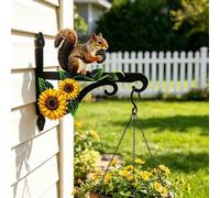 Shein Elegante gancho de pared con diseño de ardilla y girasol de hierro - Soporte de pared para plantas adecuado para jardín, balcón y casa de campo, inclu